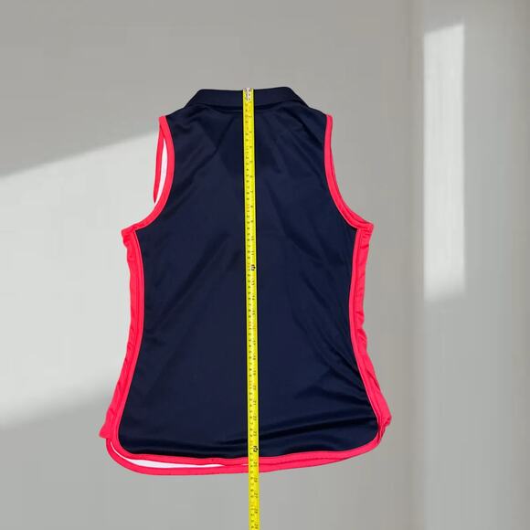 PGA TOUR Sleeveless Polo – Navy/Red/White Stripe (M) - Picture 4 of 6